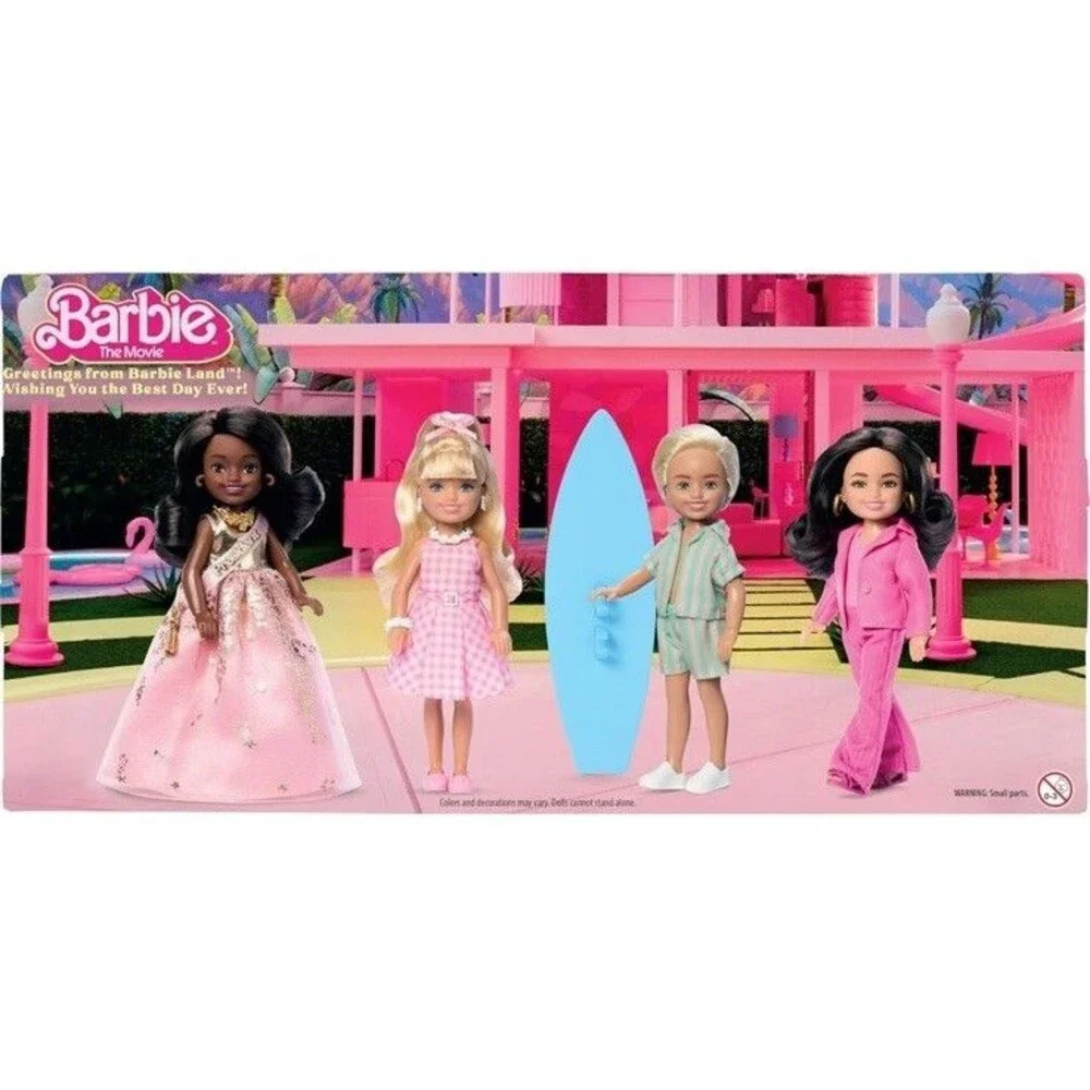 Barbie The Movie Chelsea Collectible 4-Pack Doll Includes Ken, President, Gloria